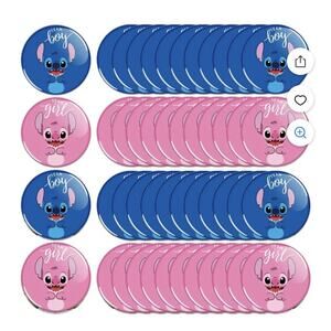 Lilo And Stitch Stitch And Angel Party Pins Baby Shower Team Boy Team Girl 80 Pc